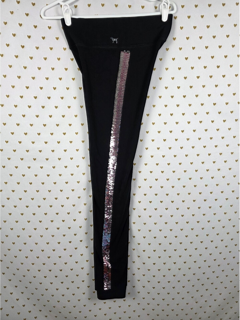 Victorias Secret PINK Bling Yoga Flip Sequin Leggings XS Striped